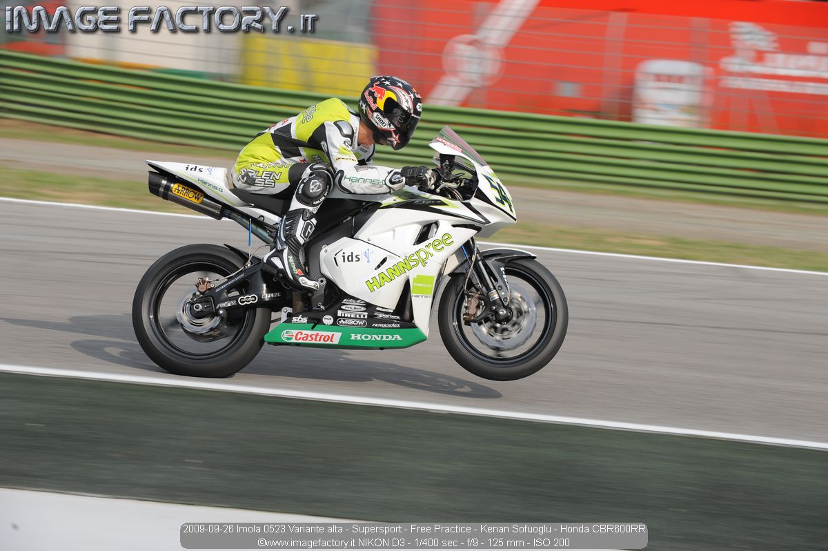 2009-09-26 Imola 0523 Variante alta - Supersport - Free Practice - Kenan Sofuoglu - Honda CBR600RR